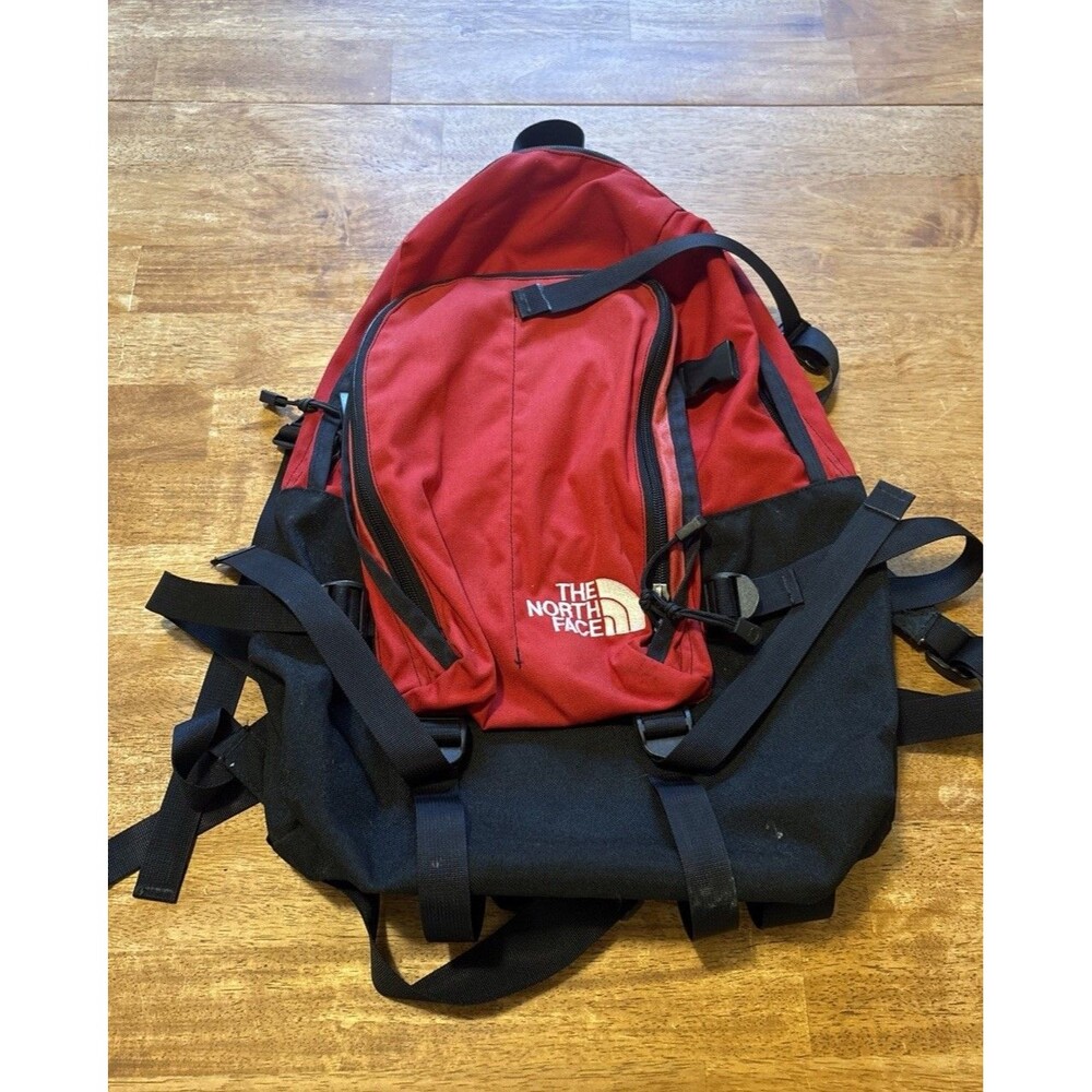 Vintage 90s THE NORTH FACE  Red  Backpack Hiking Straps Hip Belt Gorpcore